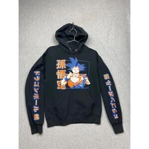 Dragon Ball Z Goku Hoodie Sweatshirt Men's Size Small Black All Over Print Y2k